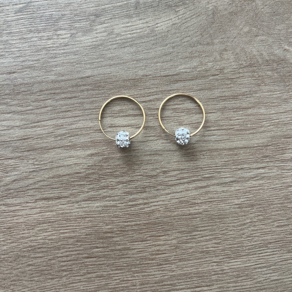 Alexa and Tori 14K Gold and Crystal Hoop Earrings